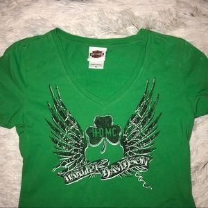 Harley Davidson green T-shirt